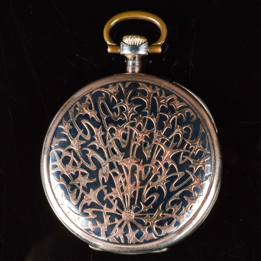 0.900 Silver Onoto European Niello Case Pocket Watch