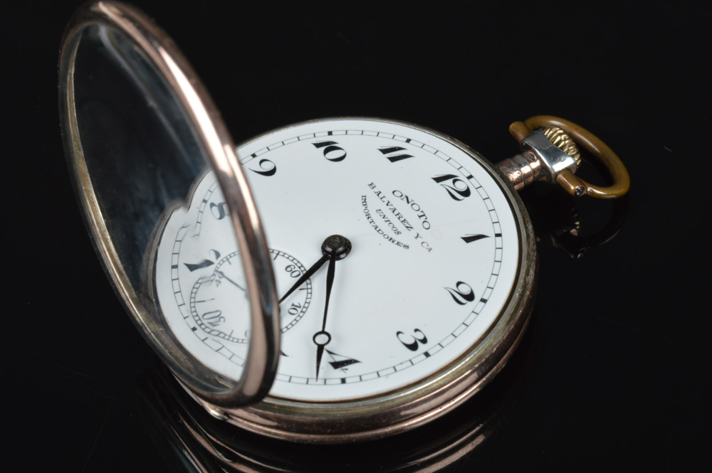 0.900 Silver Onoto European Niello Case Pocket Watch