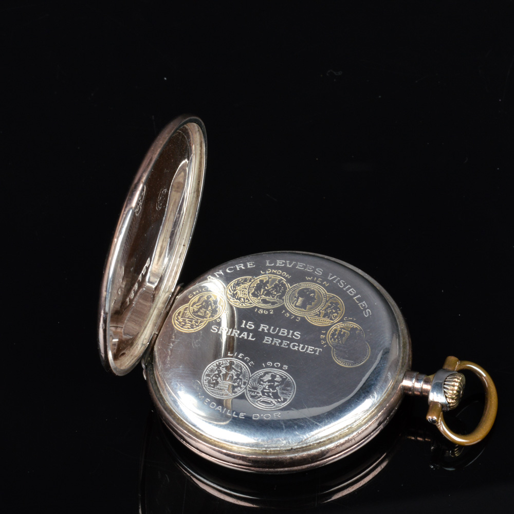 0.900 Silver Onoto European Niello Case Pocket Watch