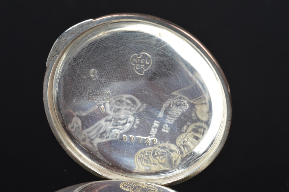 0.900 Silver Onoto European Niello Case Pocket Watch