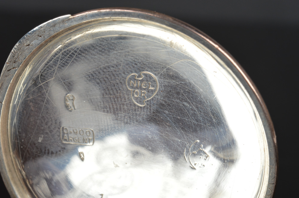 0.900 Silver Onoto European Niello Case Pocket Watch