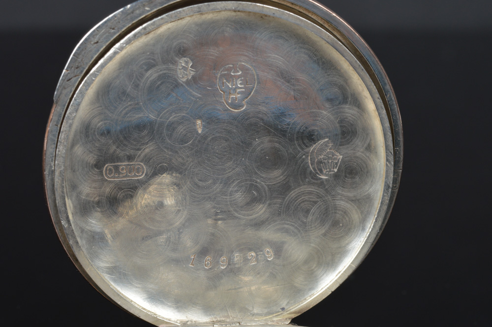 0.900 Silver Onoto European Niello Case Pocket Watch