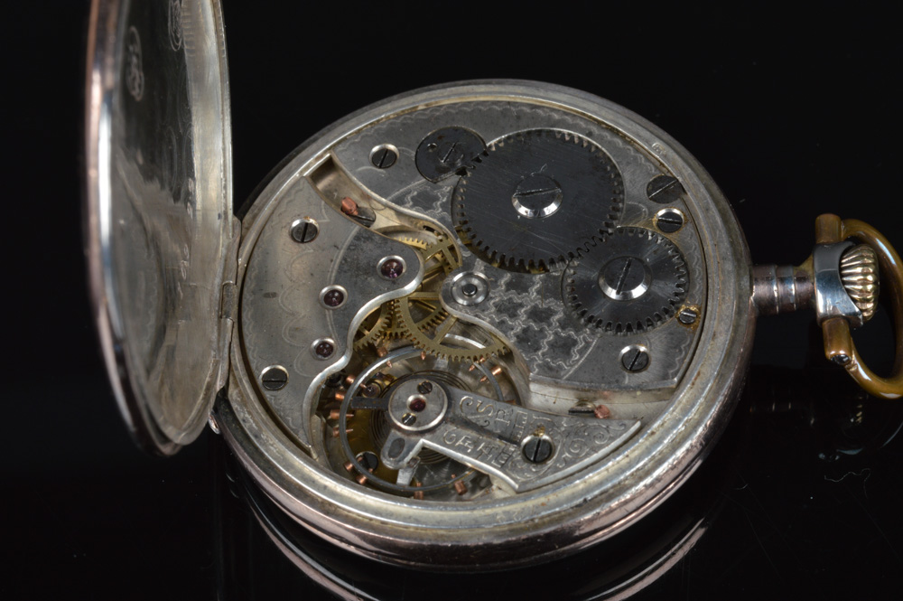 0.900 Silver Onoto European Niello Case Pocket Watch