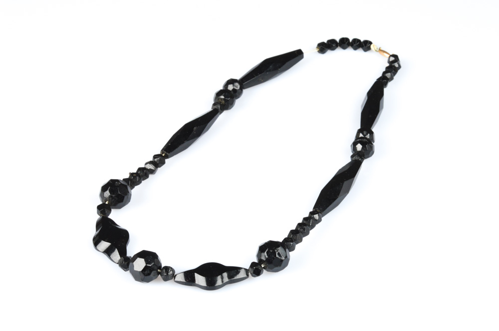 Antique French Jet Carved Beaded Necklace