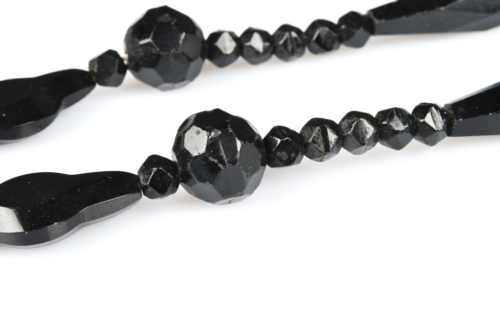 Antique French Jet Carved Beaded Necklace