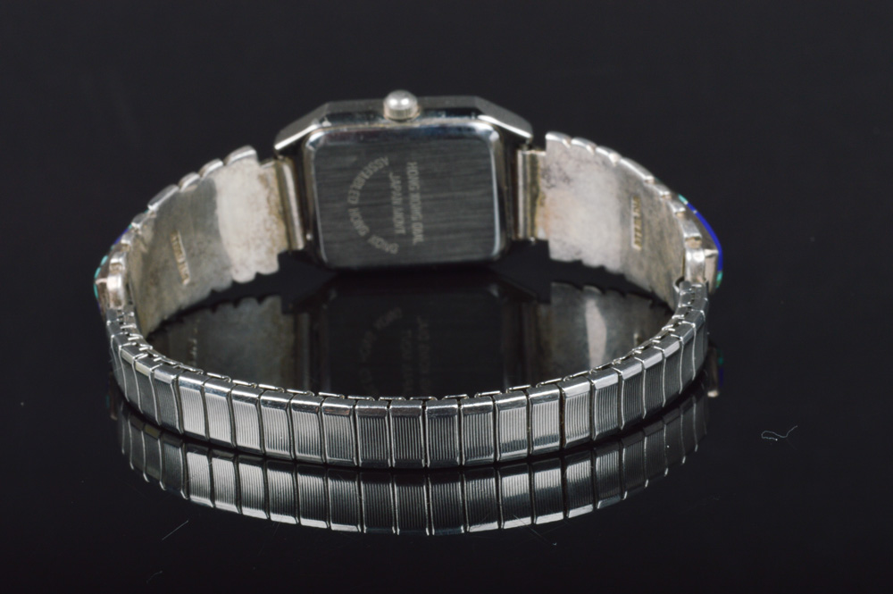 Vintage Navajo Watch with Sterling Silver, Turquoise, and Lapis Lazuli Accents