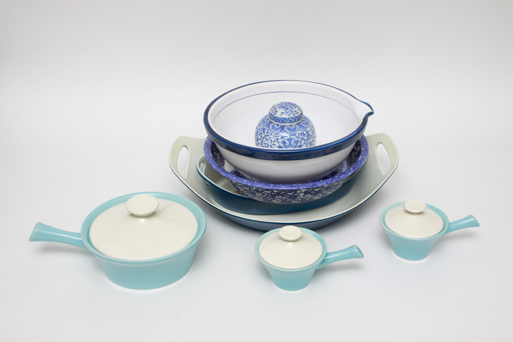 Assortment of Danish and Modern Blue Kitchen Wares