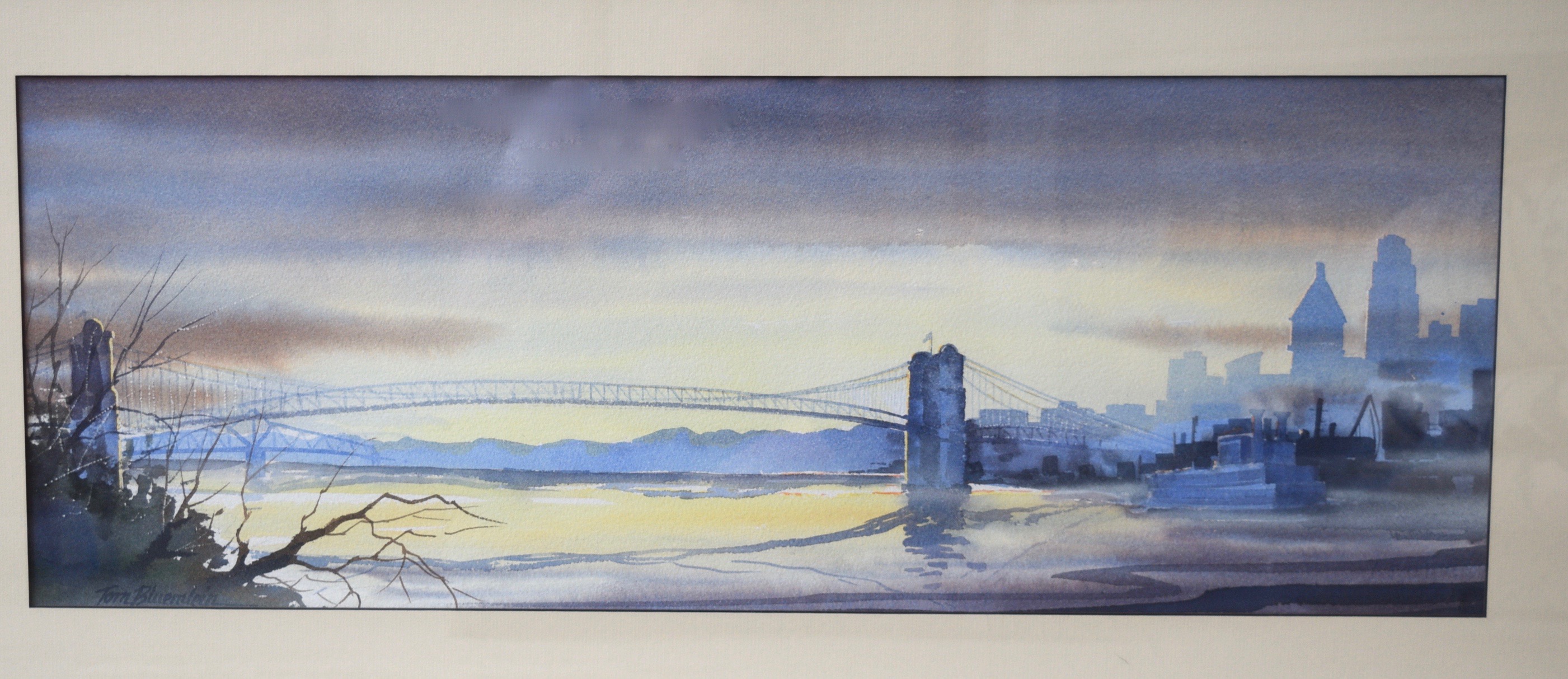 Tom Bluemlein Original 'Roebling Bridge' Watercolor Painting