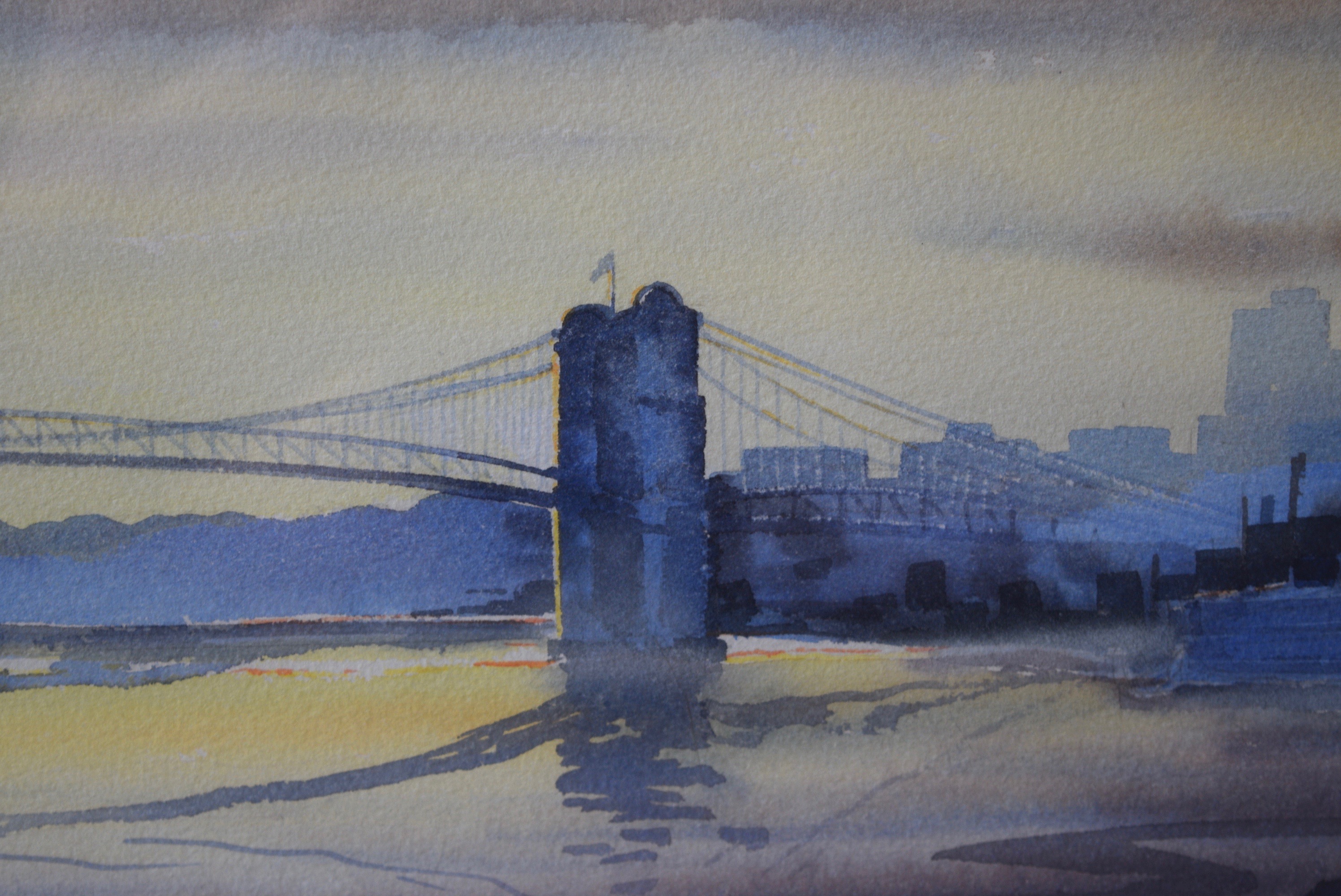Tom Bluemlein Original 'Roebling Bridge' Watercolor Painting