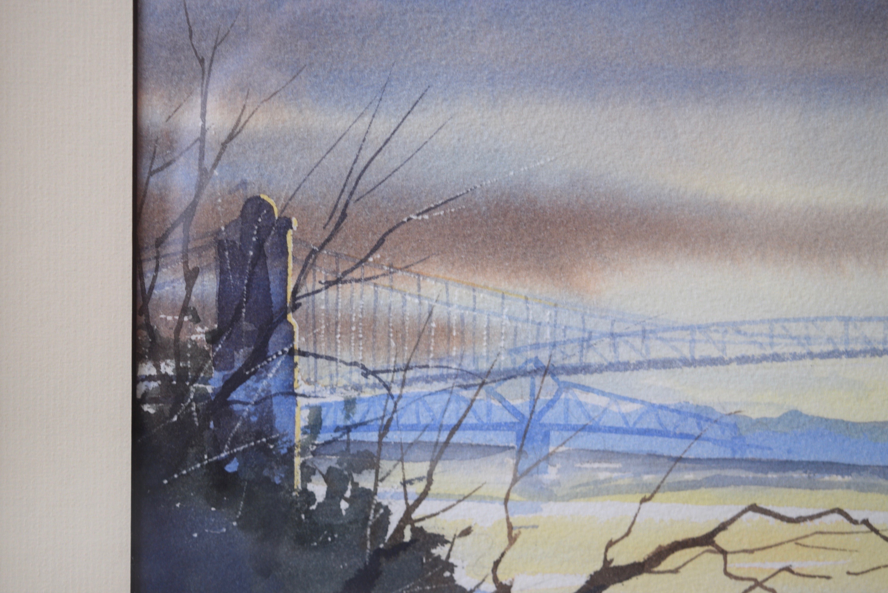 Tom Bluemlein Original 'Roebling Bridge' Watercolor Painting