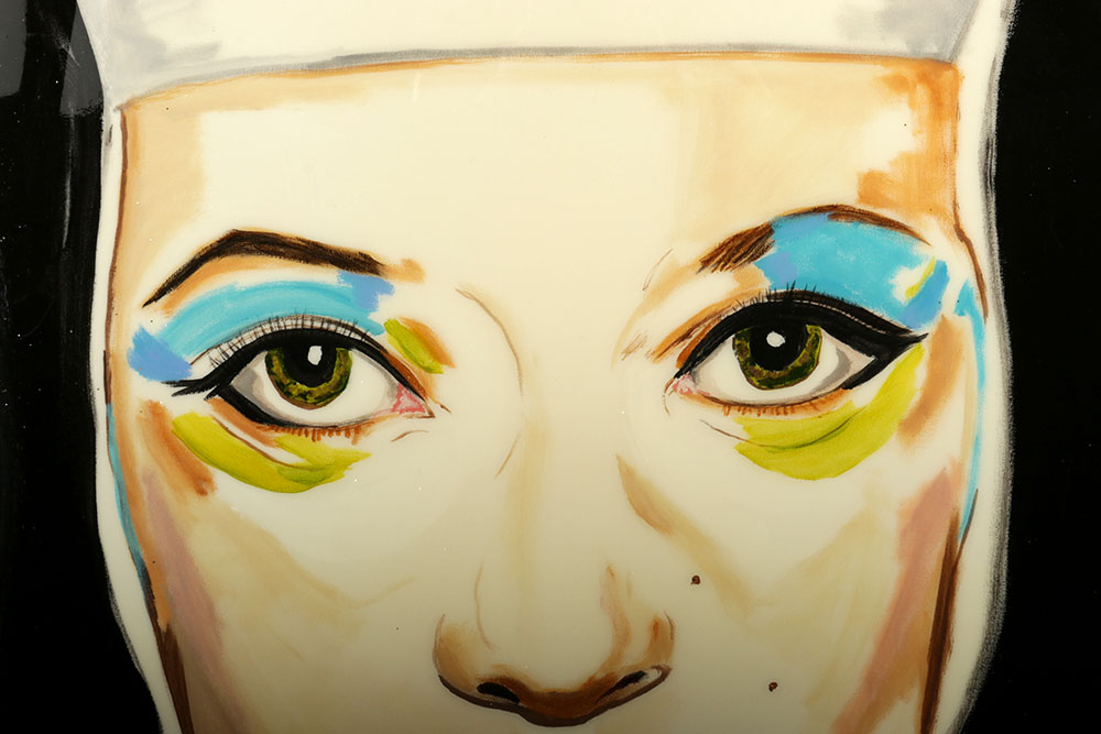 Kate Moss Acrylic Portrait Titled "Sister Kate with Chanel Rosary"