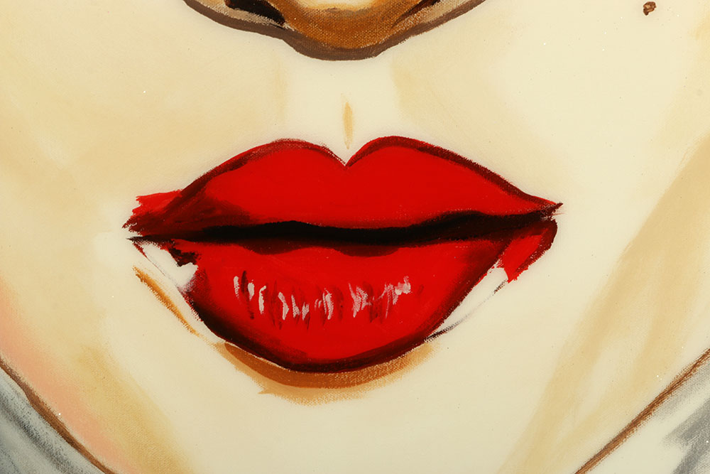 Kate Moss Acrylic Portrait Titled "Sister Kate with Chanel Rosary"