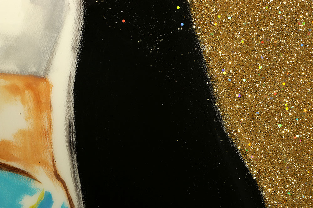 Kate Moss Acrylic Portrait Titled "Sister Kate with Chanel Rosary"