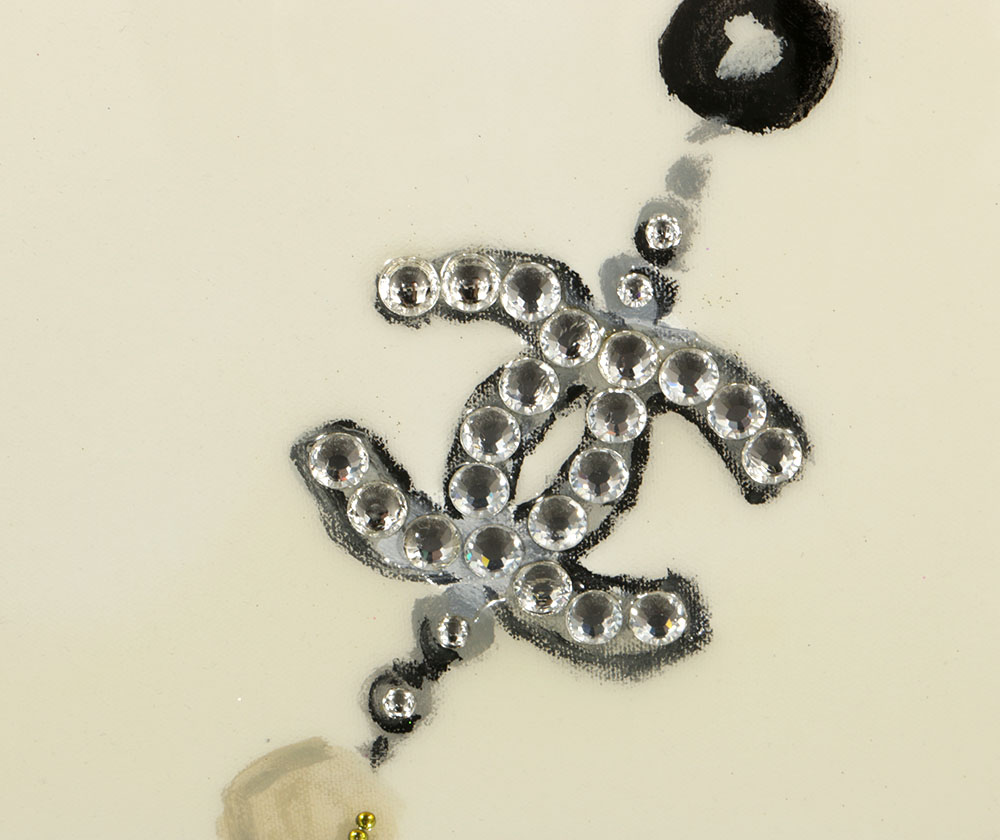 Kate Moss Acrylic Portrait Titled "Sister Kate with Chanel Rosary"