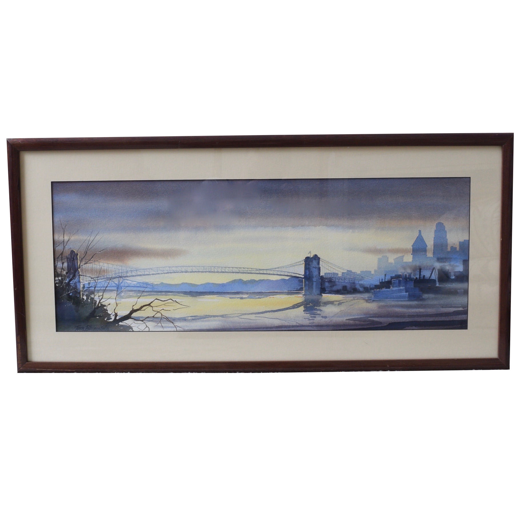 Tom Bluemlein Original 'Roebling Bridge' Watercolor Painting
