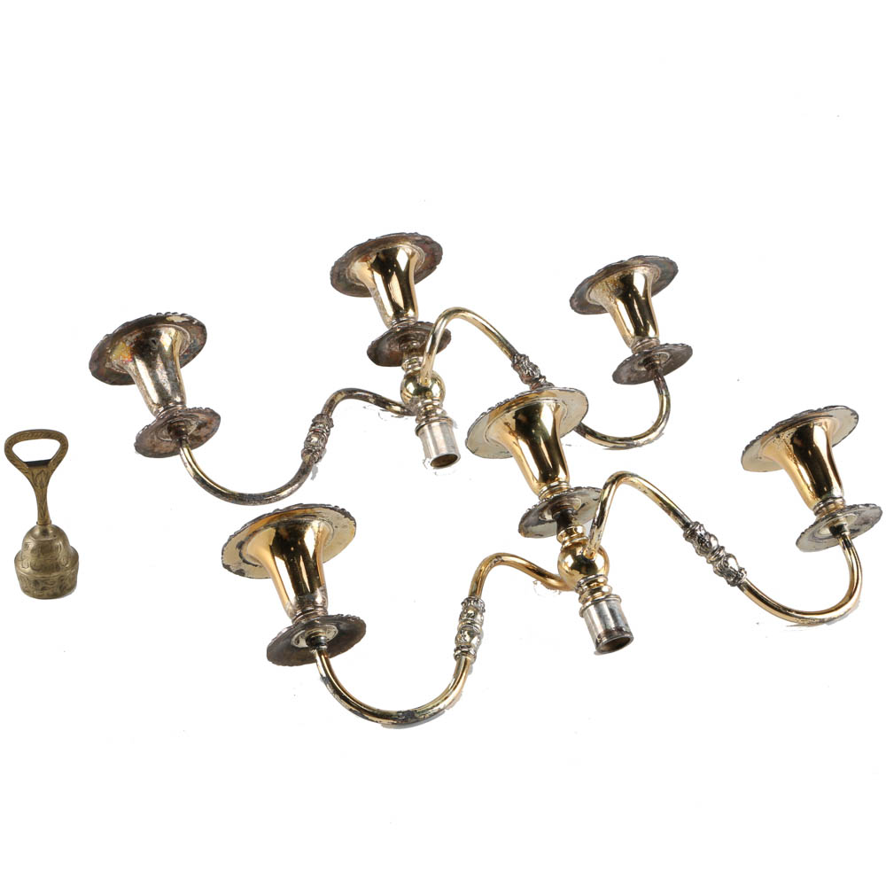 Pair of Twisted Arm Candelabra and Snuffer