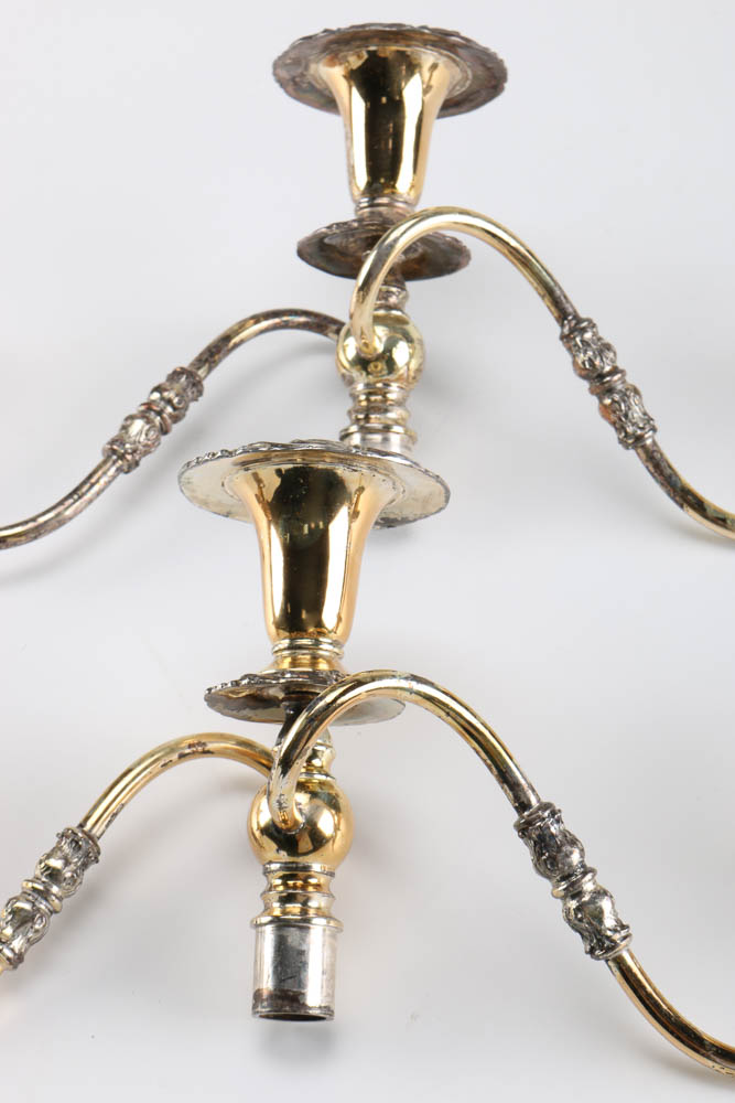 Pair of Twisted Arm Candelabra and Snuffer