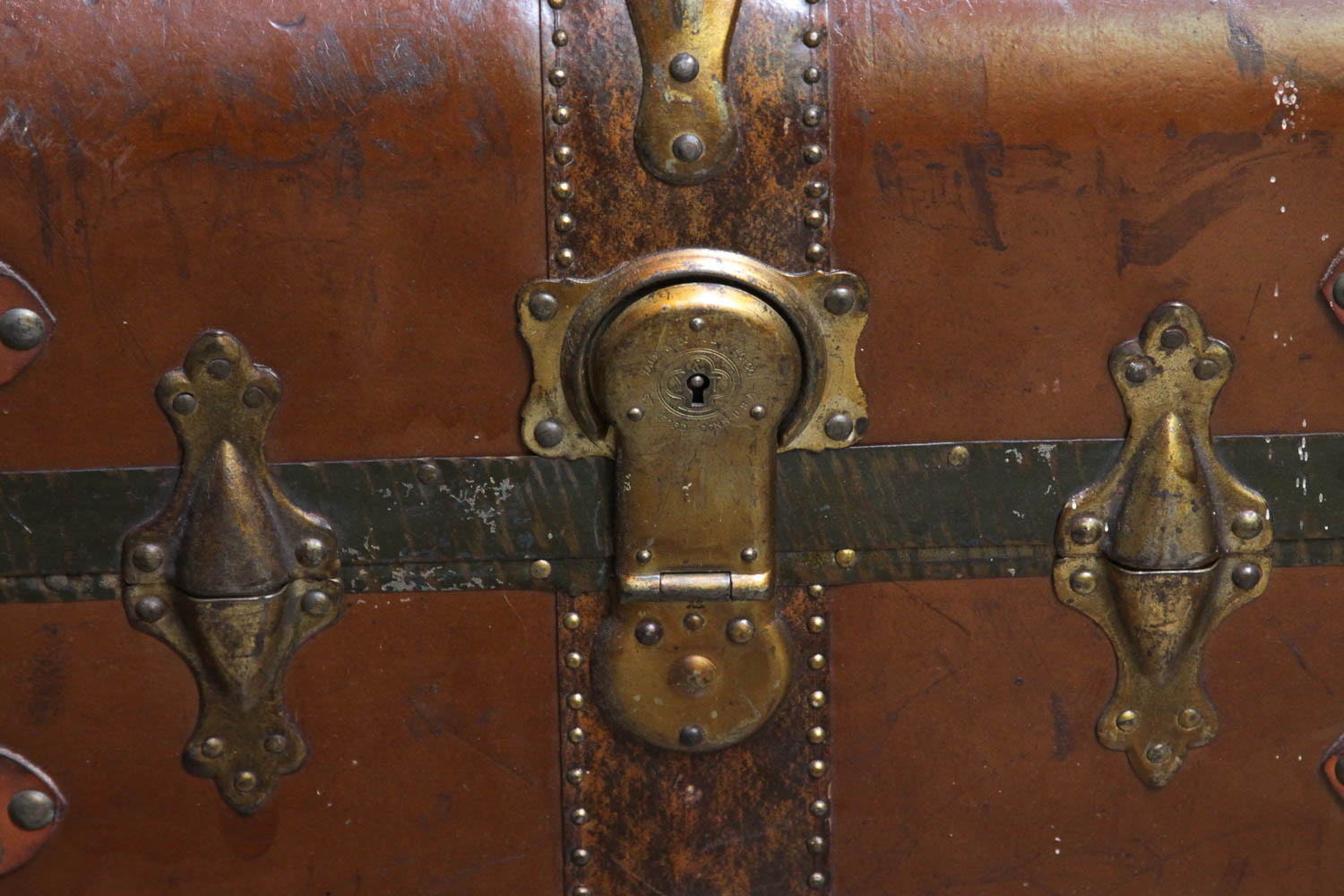 Antique H.W. Rountree & Bro. Leather Steamer Trunk