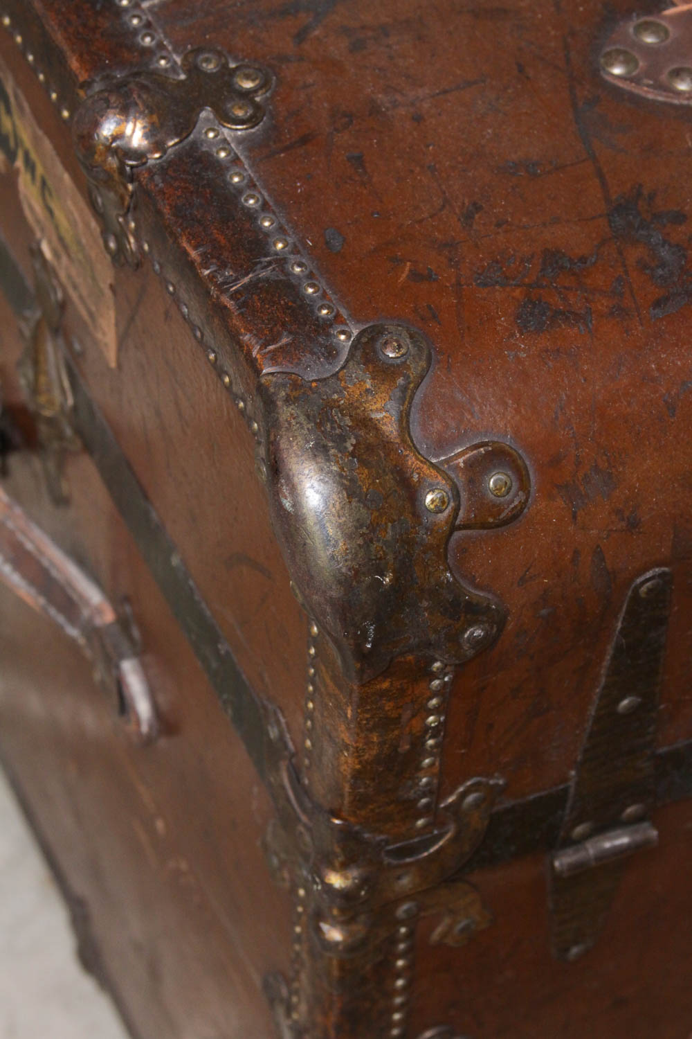 Antique H.W. Rountree & Bro. Leather Steamer Trunk