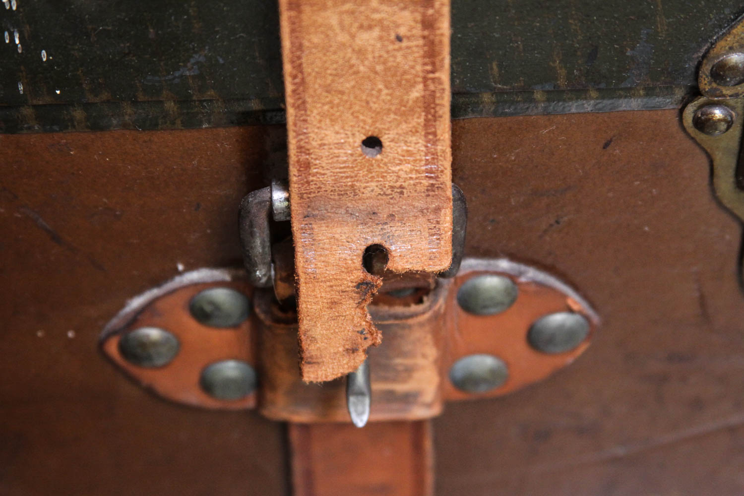 Antique H.W. Rountree & Bro. Leather Steamer Trunk