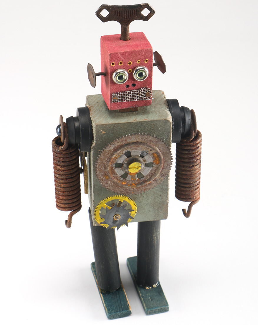 Kent Greenbaum Recycled Parts Robot Sculpture #907 "Fly-Wheel"