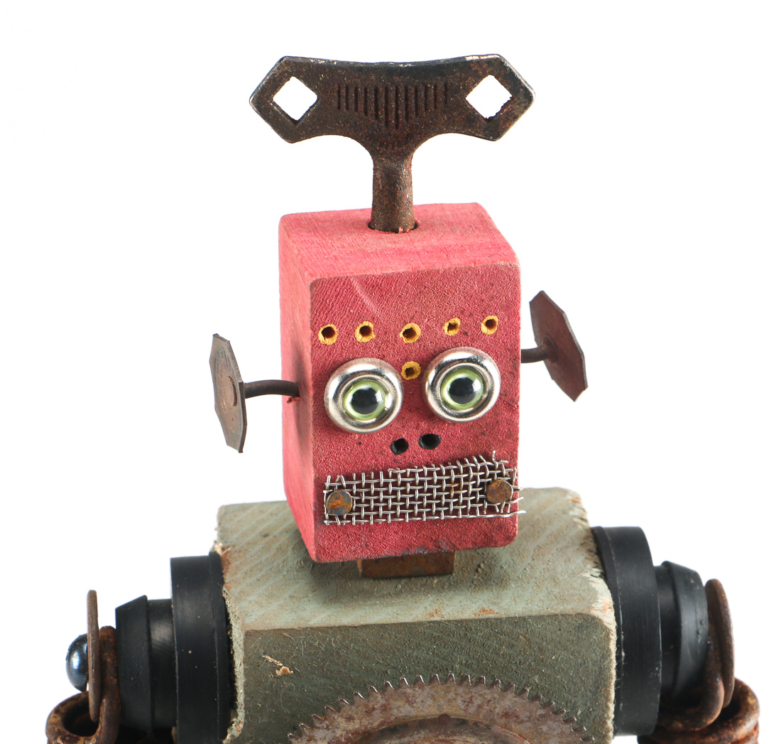 Kent Greenbaum Recycled Parts Robot Sculpture #907 "Fly-Wheel"