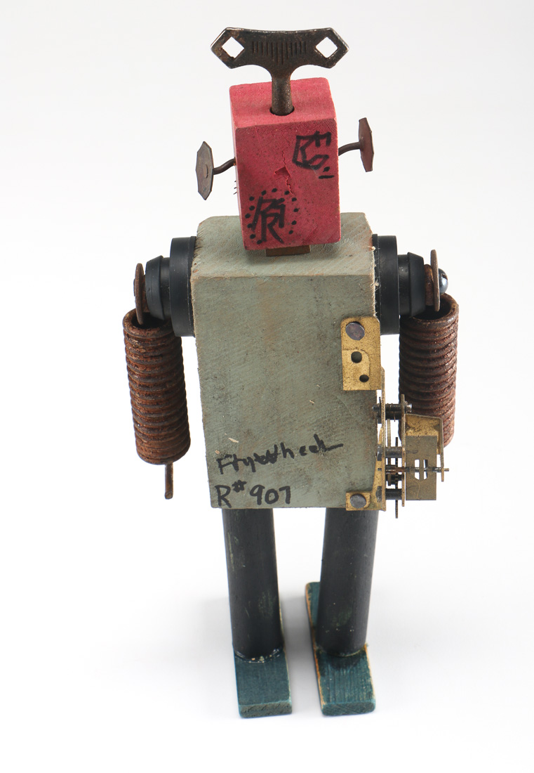 Kent Greenbaum Recycled Parts Robot Sculpture #907 "Fly-Wheel"