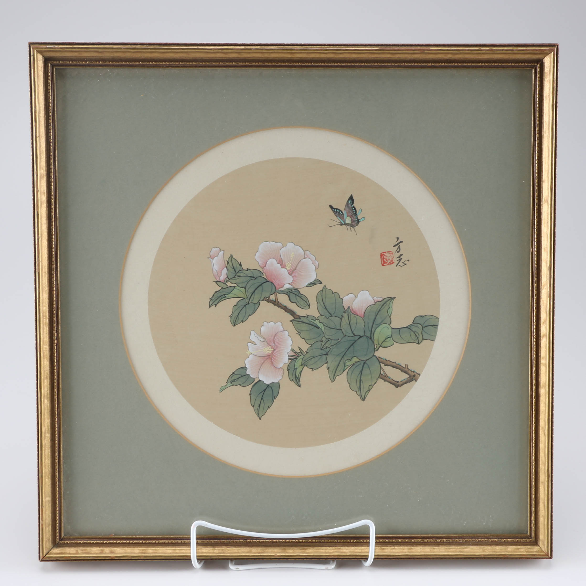 Japanese Kyugetsu Doll and Silk Artwork