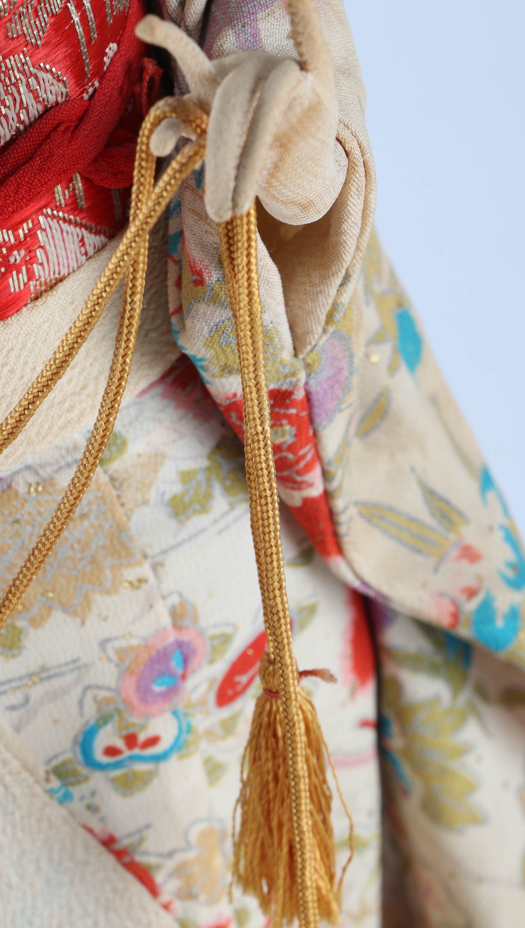 Japanese Kyugetsu Doll and Silk Artwork