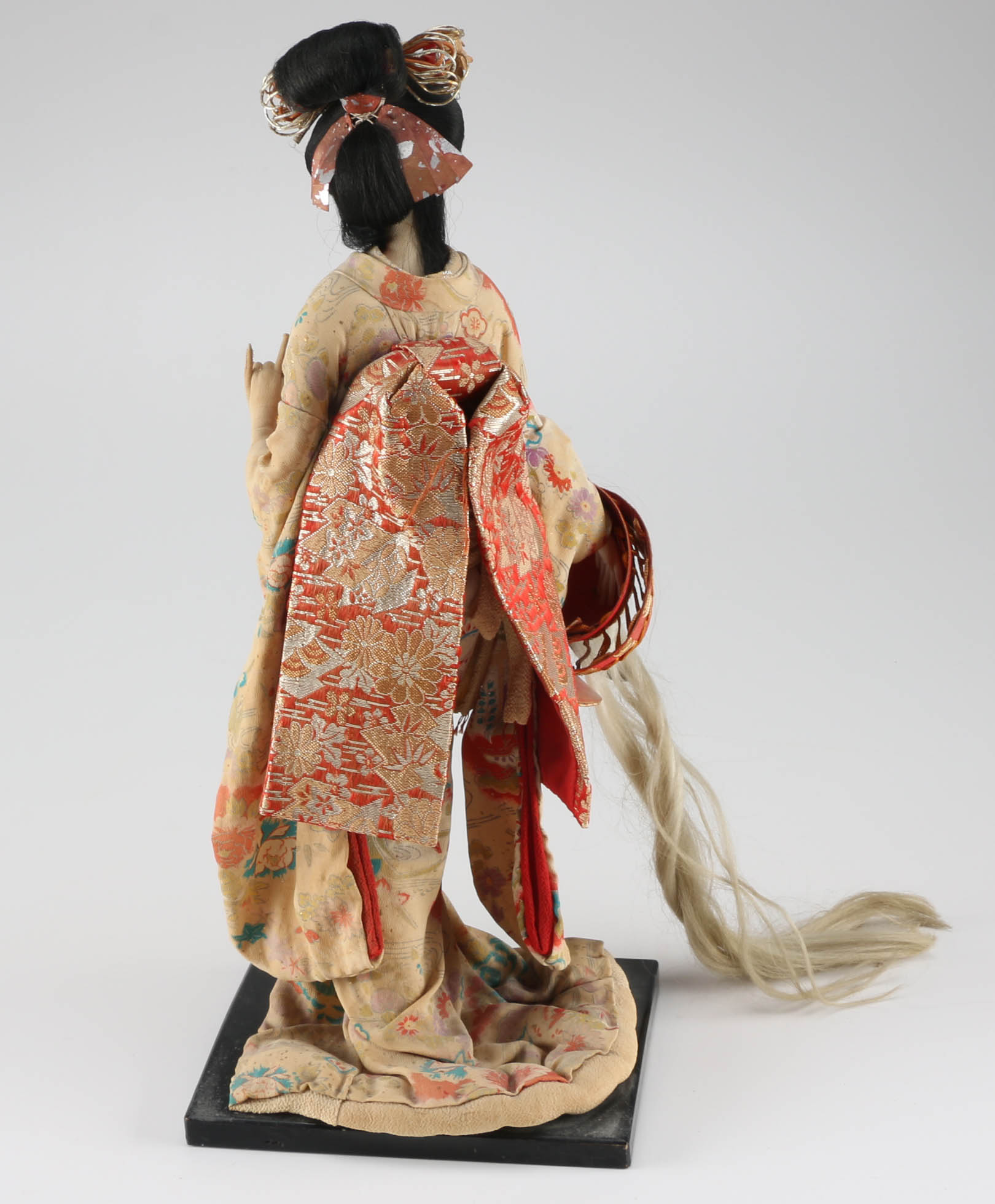 Japanese Kyugetsu Doll and Silk Artwork