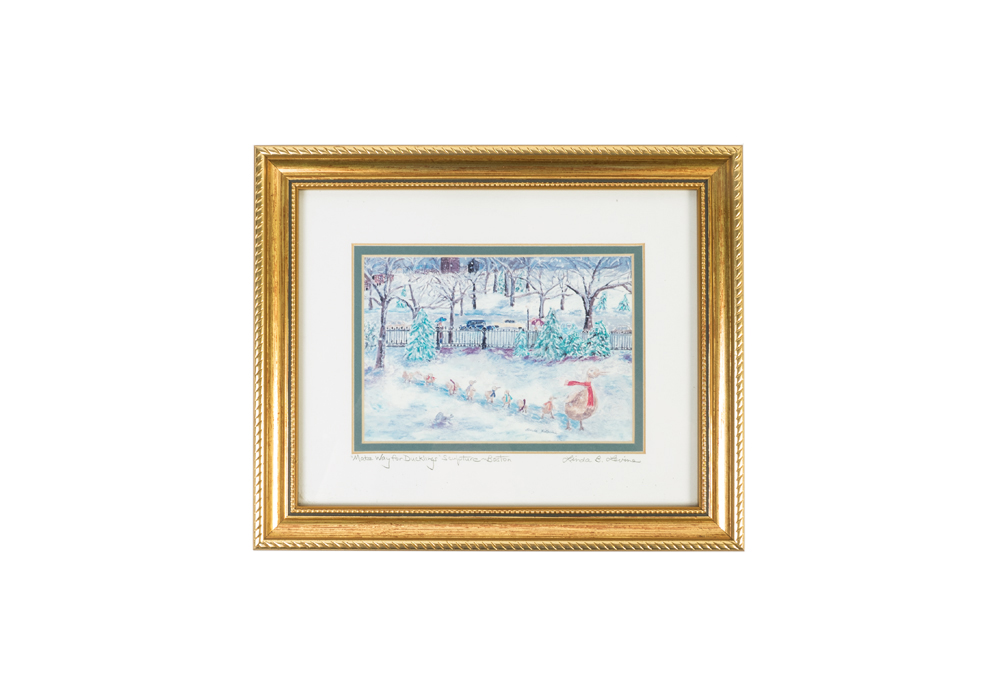 Linda Levine "Make Way for Ducklings Sculpture-Boston" Lithograph