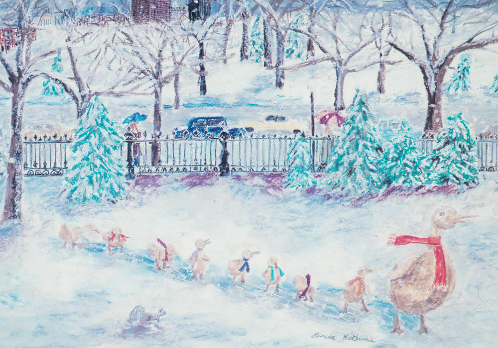 Linda Levine "Make Way for Ducklings Sculpture-Boston" Lithograph