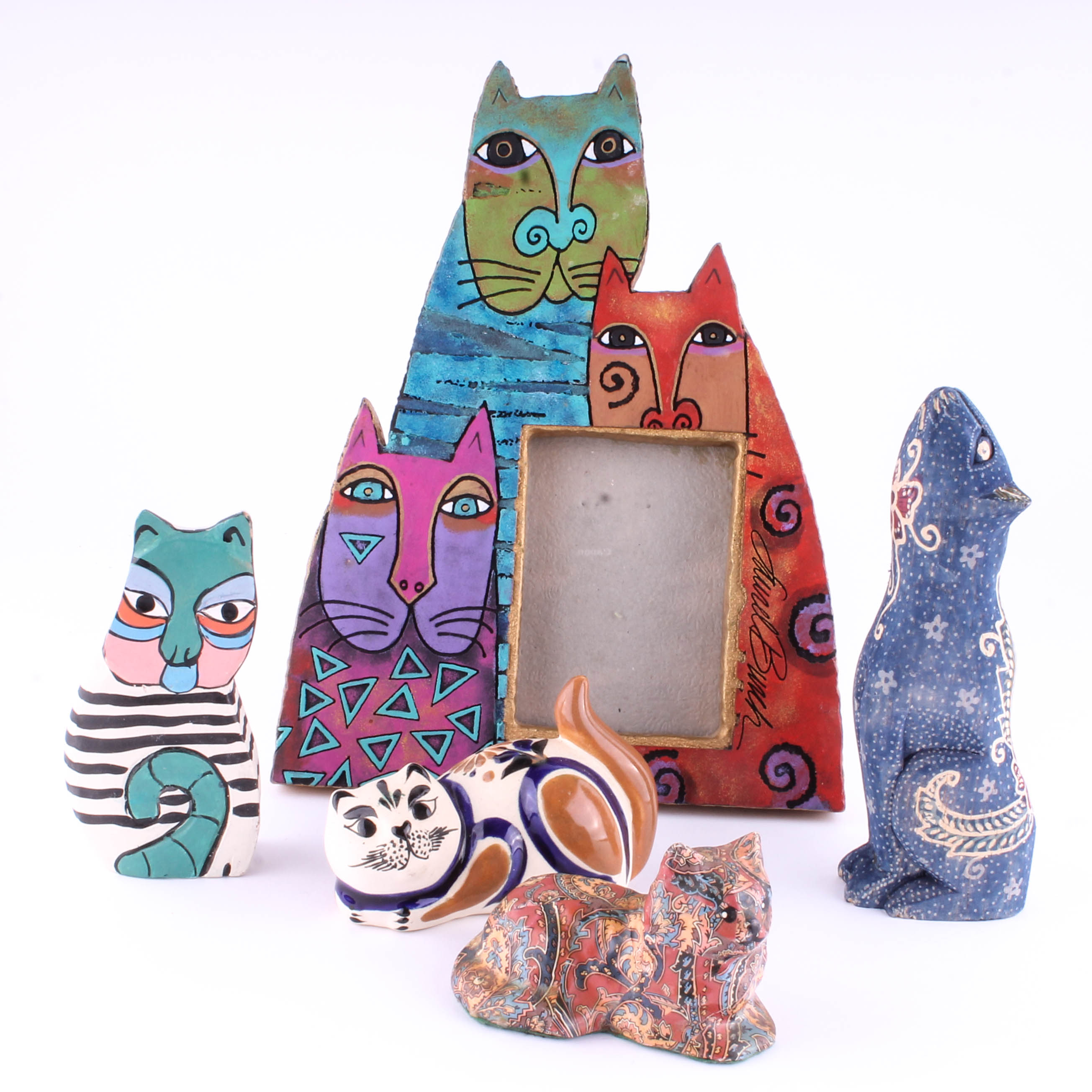 Assortment of Colorful Cat Decor
