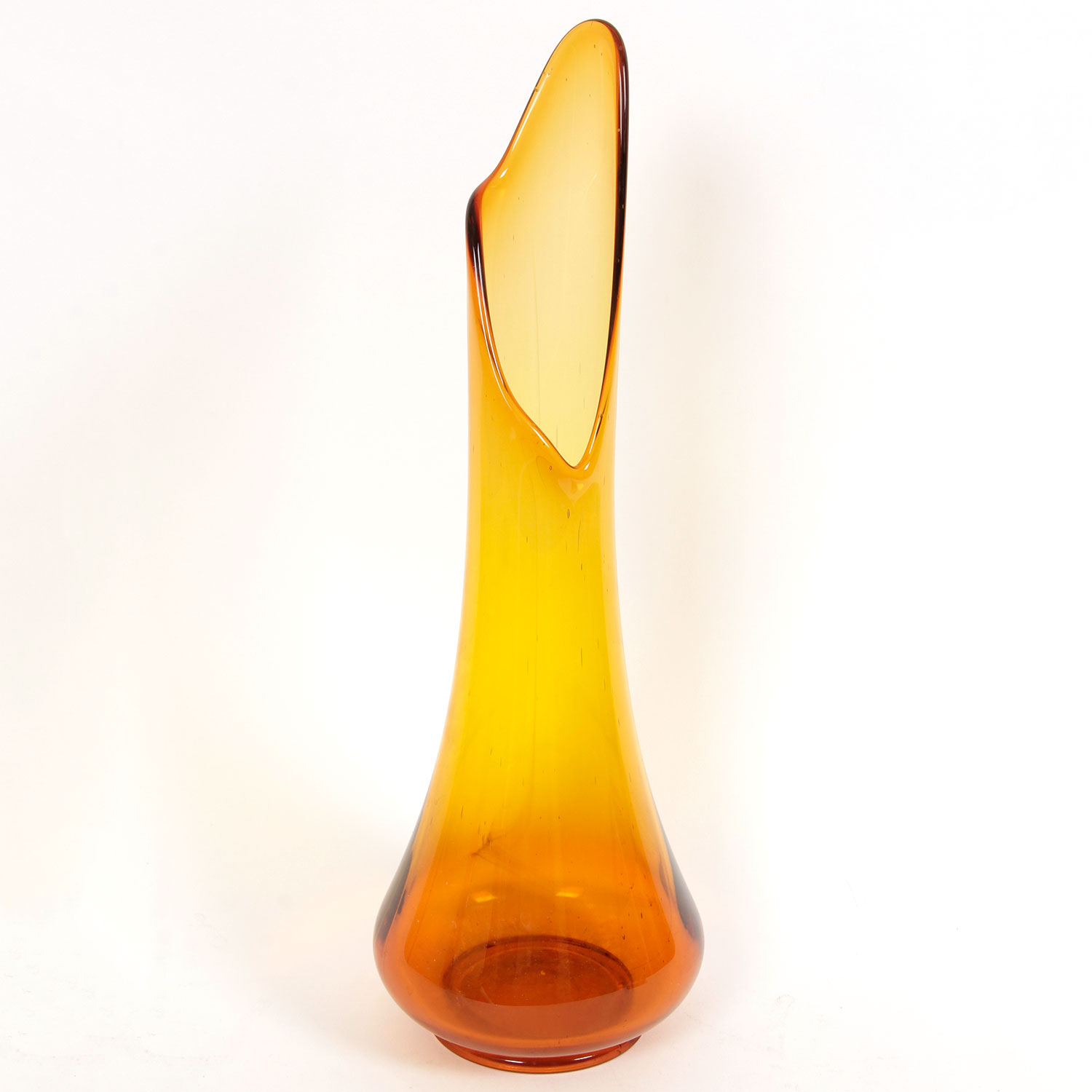 Tall Mid-Century Amber Glass Vase