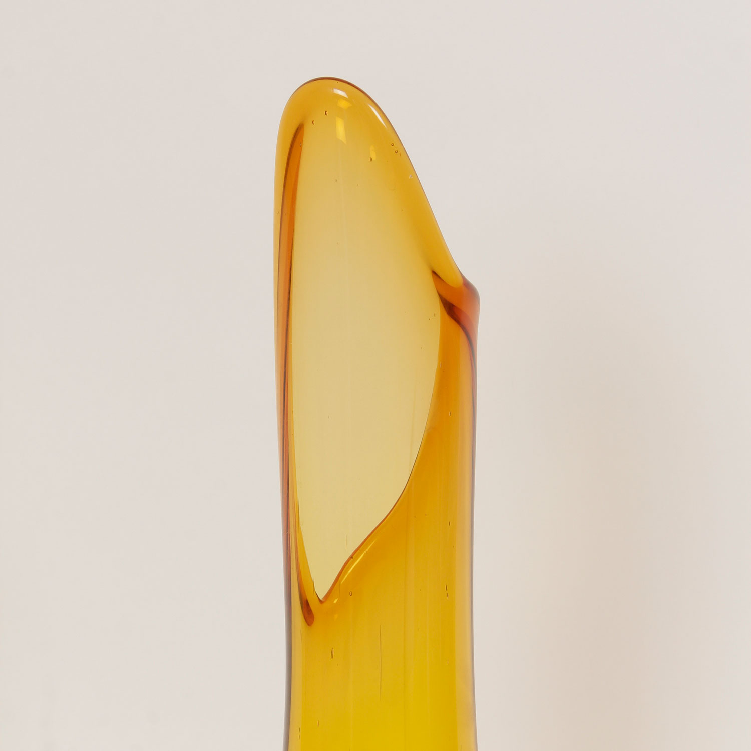 Tall Mid-Century Amber Glass Vase