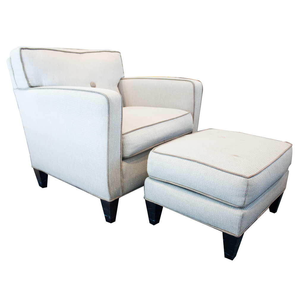 Ethan Allen Upholstered Chair and Ottoman