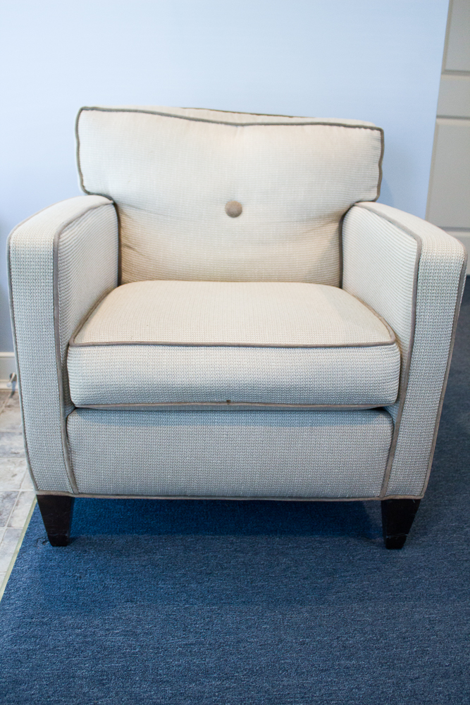 Ethan Allen Upholstered Chair and Ottoman
