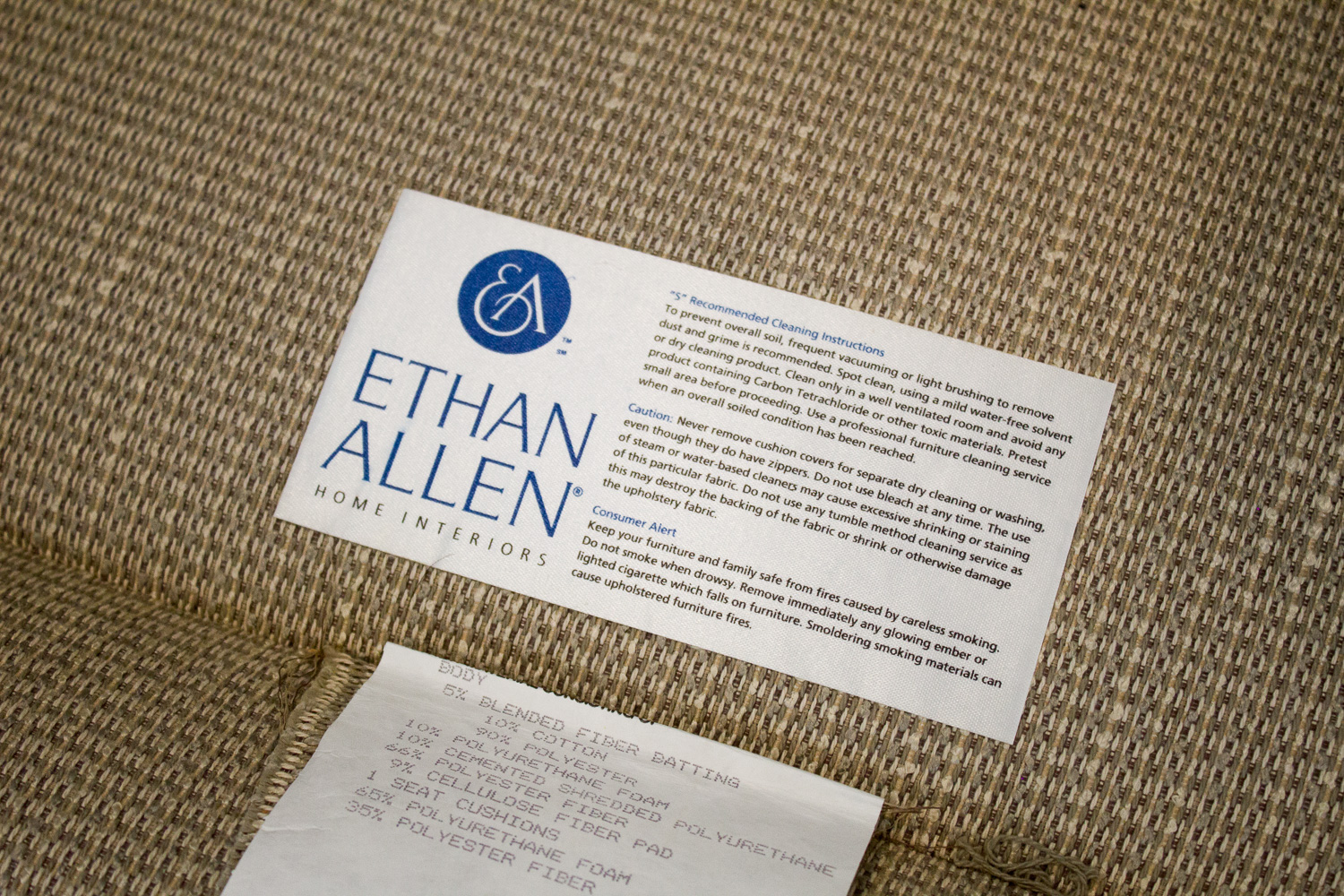 Ethan Allen Upholstered Chair and Ottoman