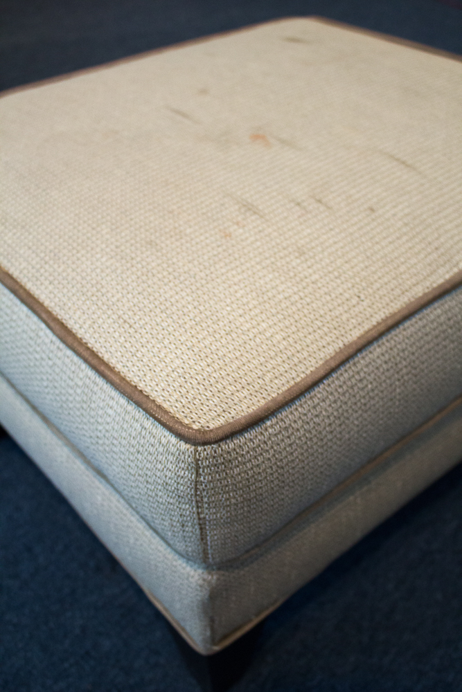 Ethan Allen Upholstered Chair and Ottoman