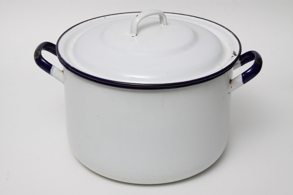 Vintage Pair of Enamelware Pots