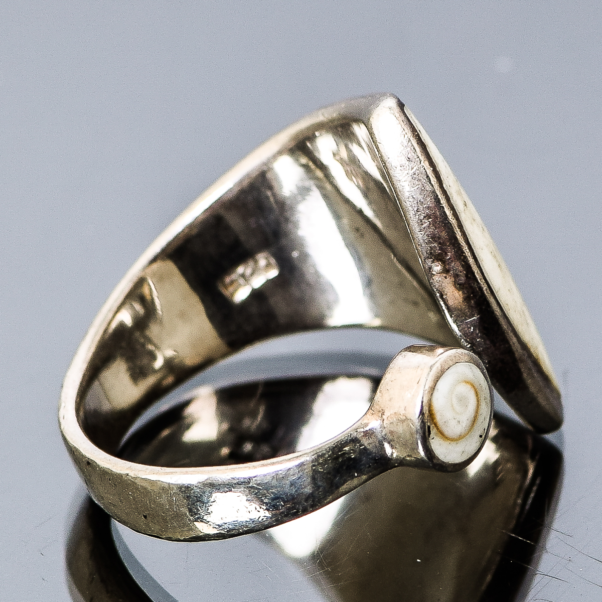 Sterling Silver and Shell Open Front Spiral Ring