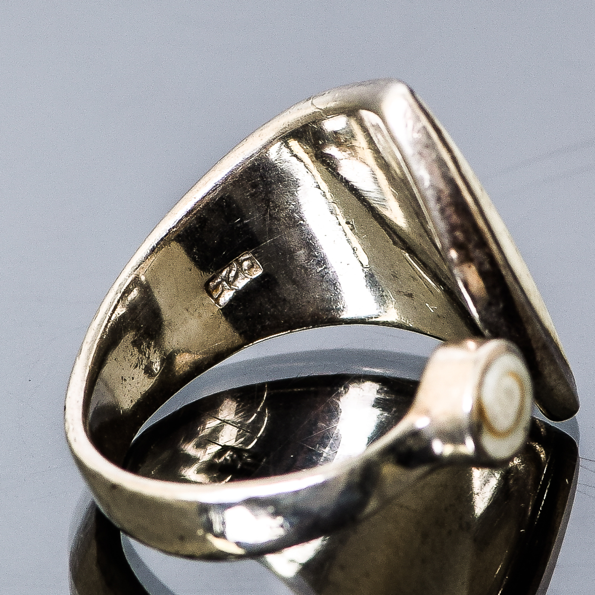 Sterling Silver and Shell Open Front Spiral Ring