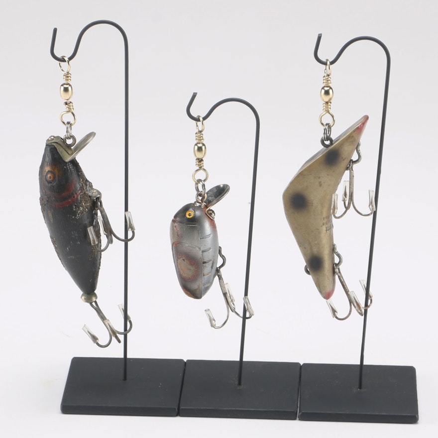 Collection of Fishing Lures with Display Stands