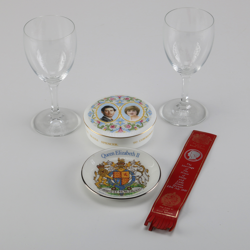 Set of Vintage Queen Elizabeth II and Princess Diana Memorabilia