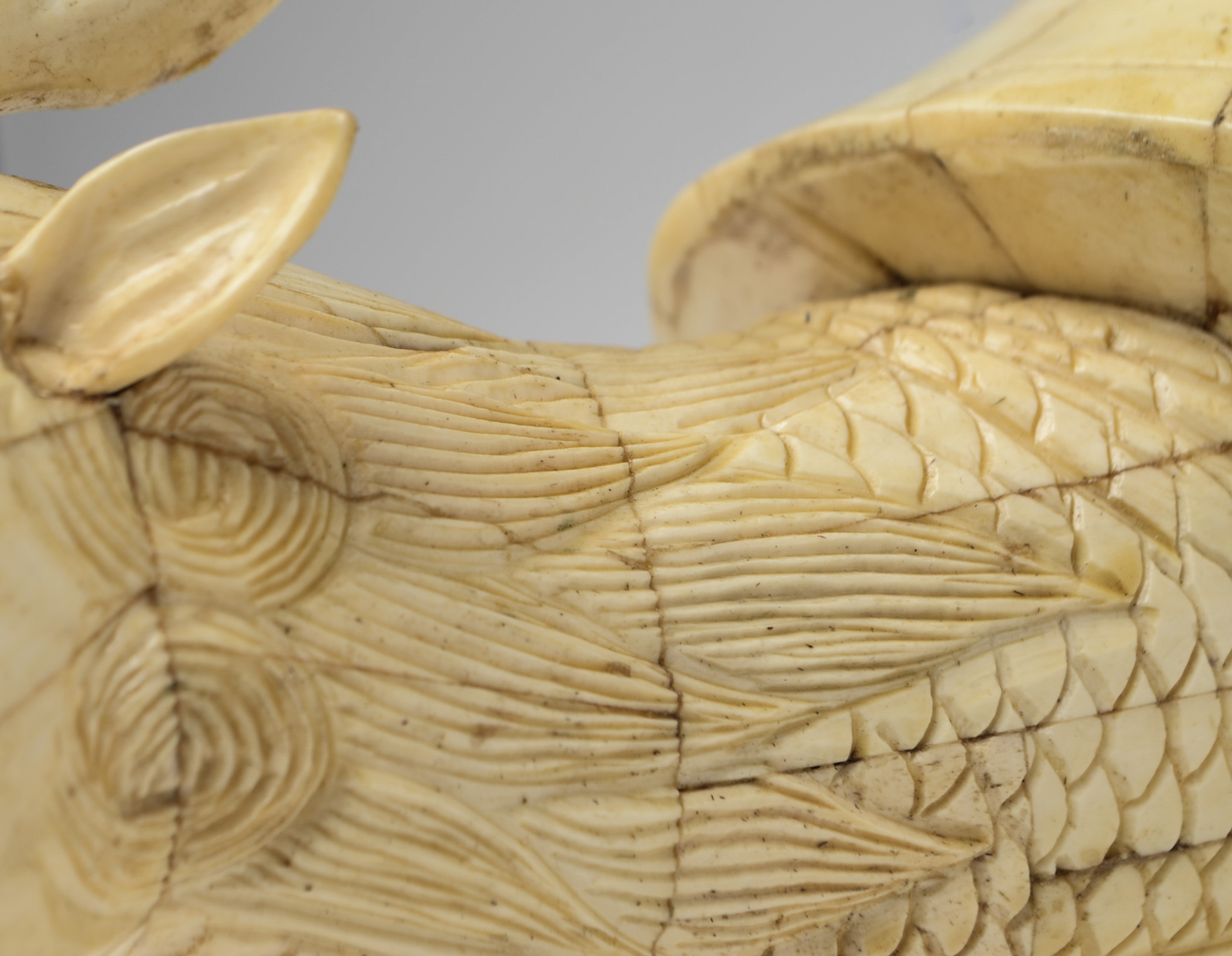 Carved Ox Bone Tessellated Dragon Tortoise Sculpture