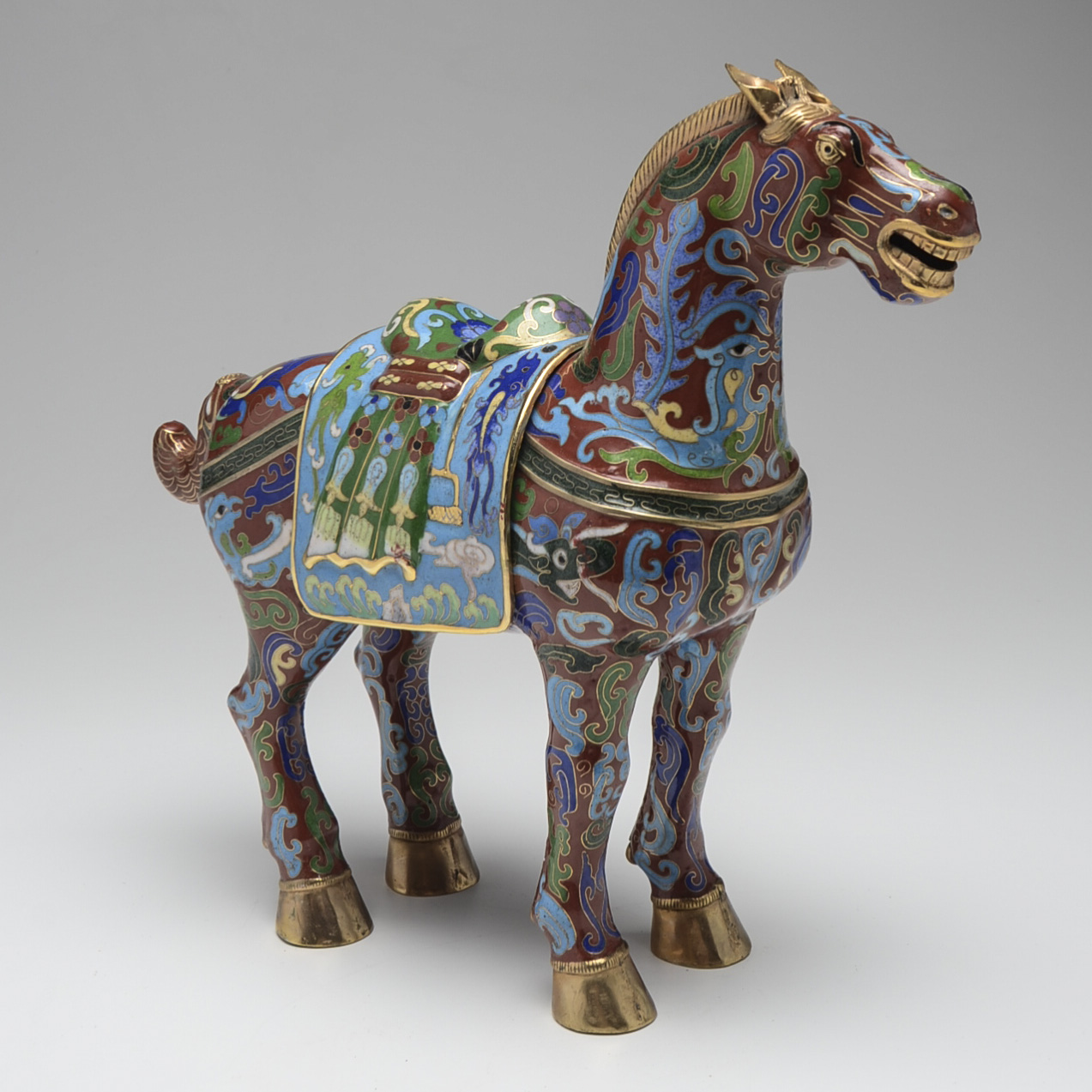 Vintage Chinese Cloisonné Enamel Horse Figure