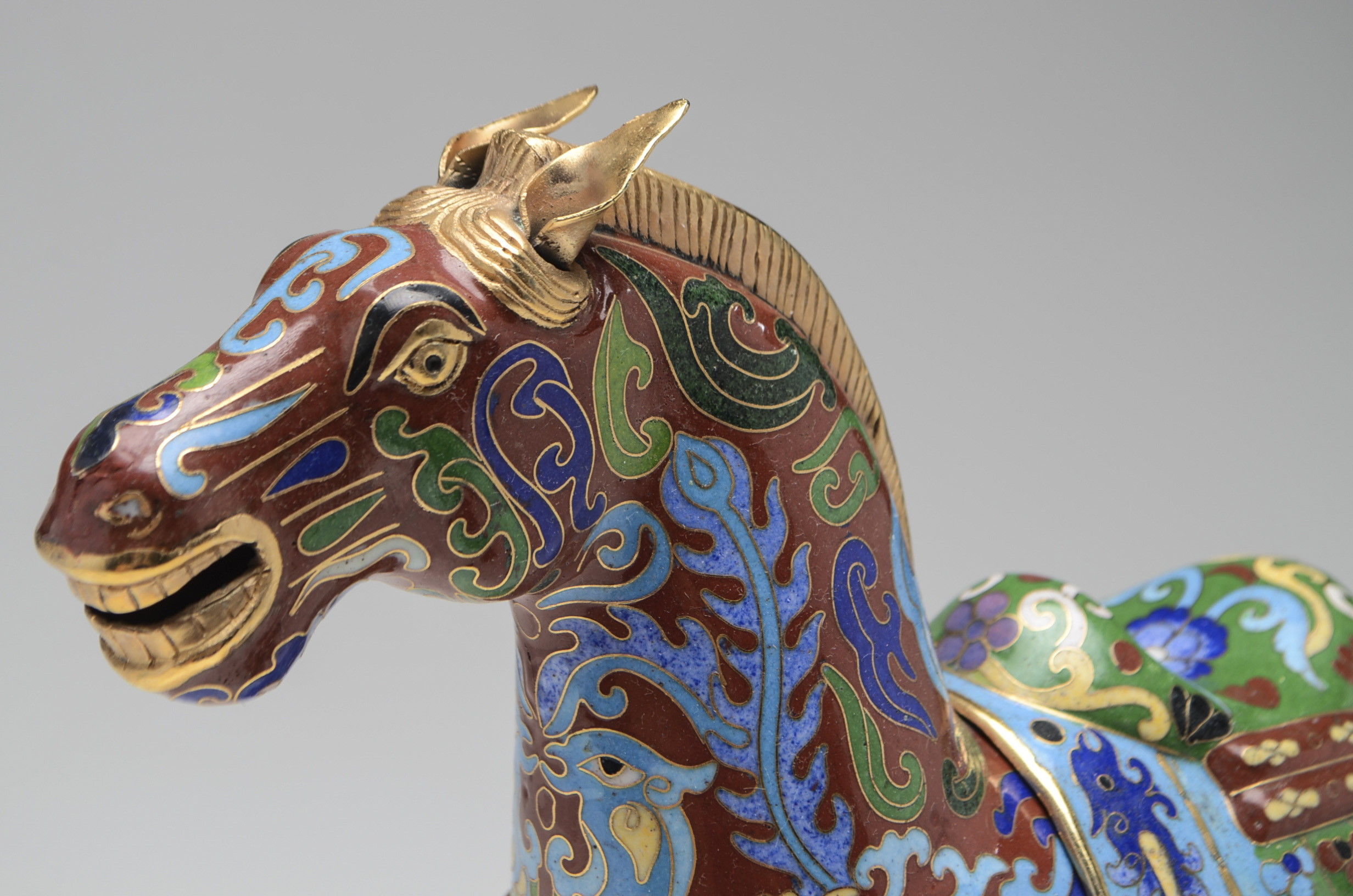 Vintage Chinese Cloisonné Enamel Horse Figure