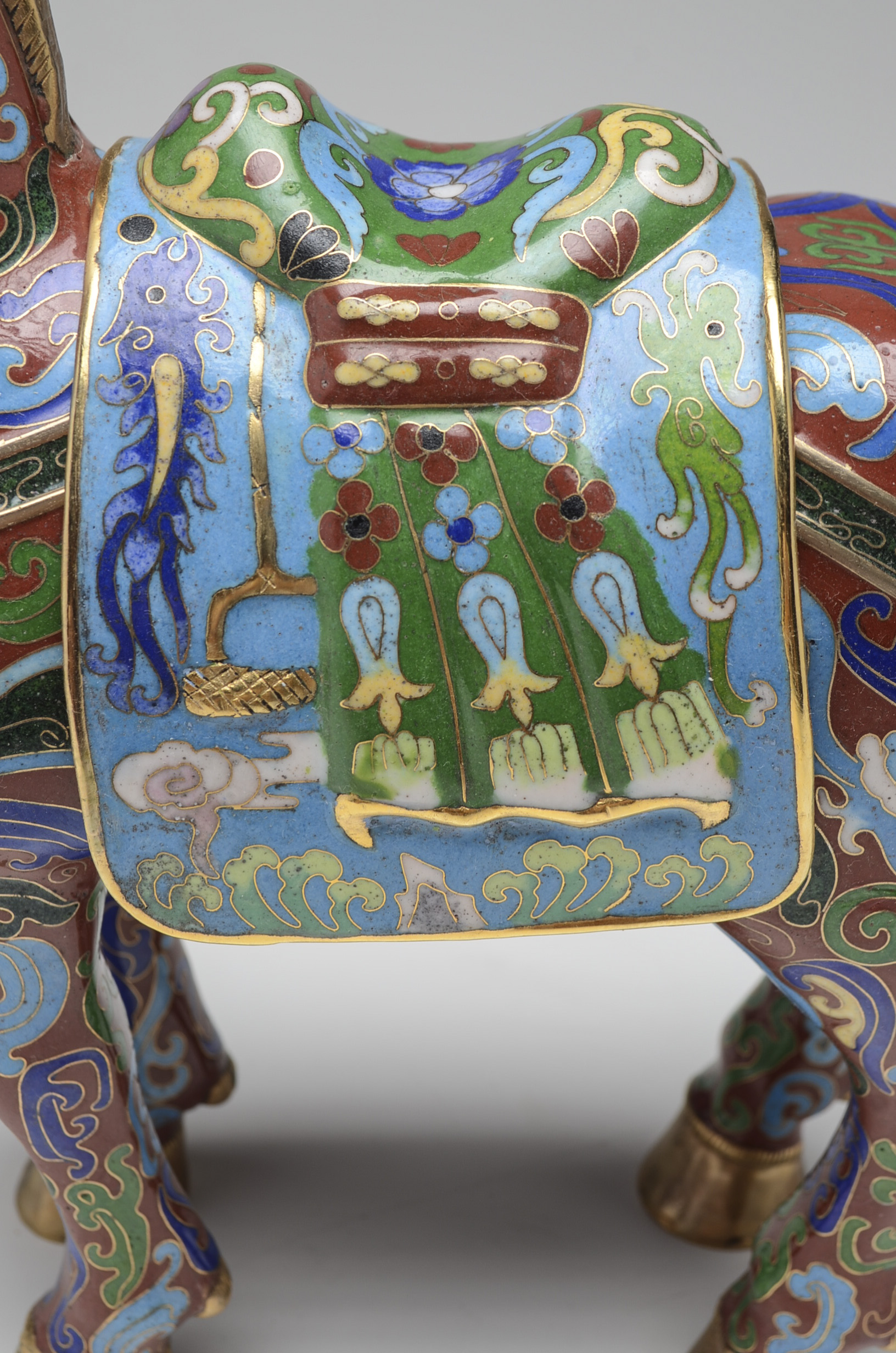 Vintage Chinese Cloisonné Enamel Horse Figure