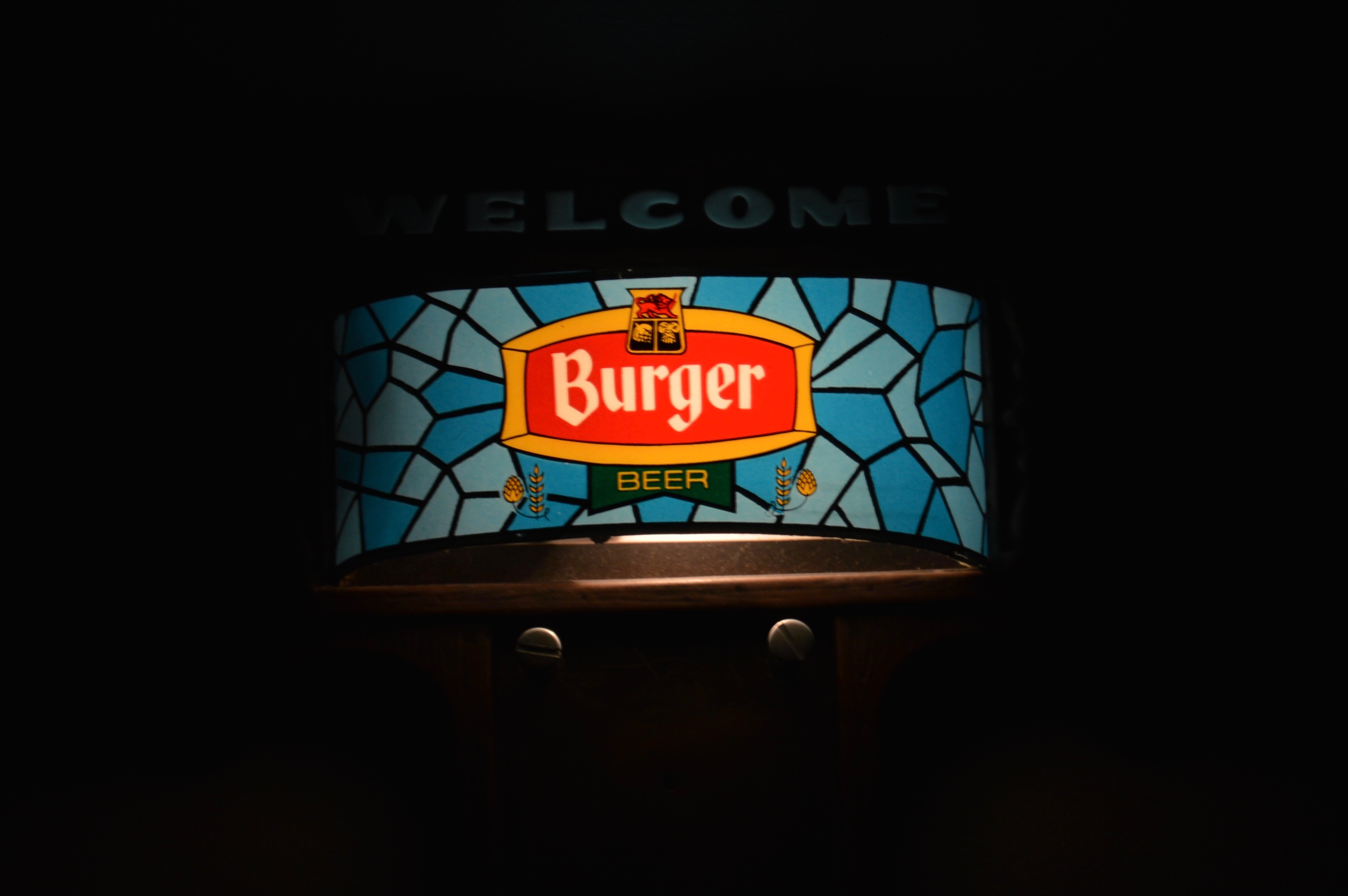 Vintage Burger Beer Backlit Sign