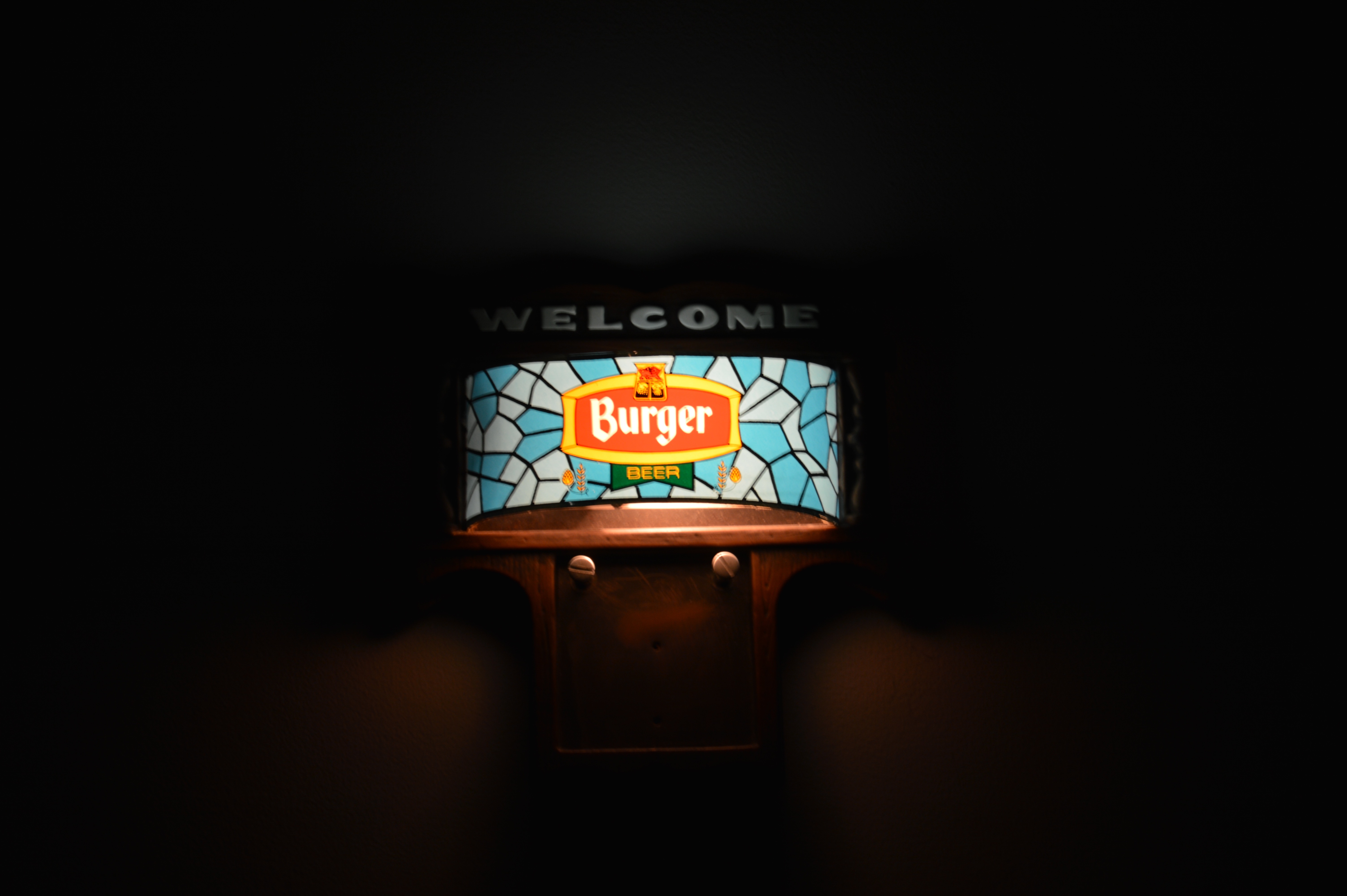 Vintage Burger Beer Backlit Sign